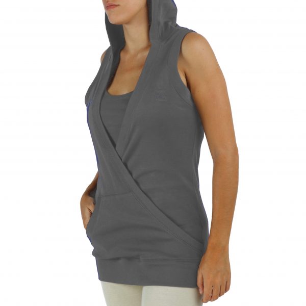 hooded-sleeveless-sweatshirt-organic-pima-cotton with 2 front pockets