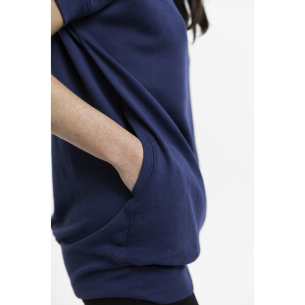 detail pocket boat neck short sleeve with pockets maxi blouse organic cotton sustainable fashion ecofashion blue