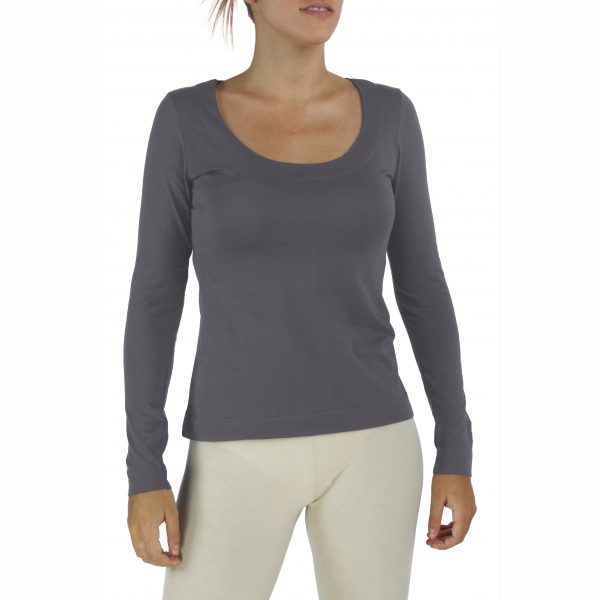 Long Sleeve Scoop Neck Top in Organic Pima Cotton
