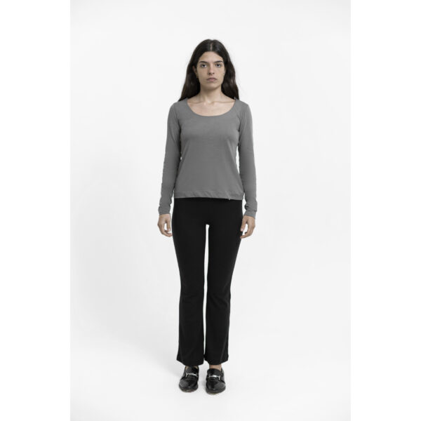 long sleeve scoop top tshirt organic pima cotton slowfashion fairfashion grey gray taupe