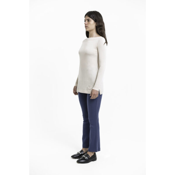Long Sleeve Boat Neck Top Straight Jersey Pant in Organic Pima Cotton Sustainable Fashion ecofashion blue natural arena