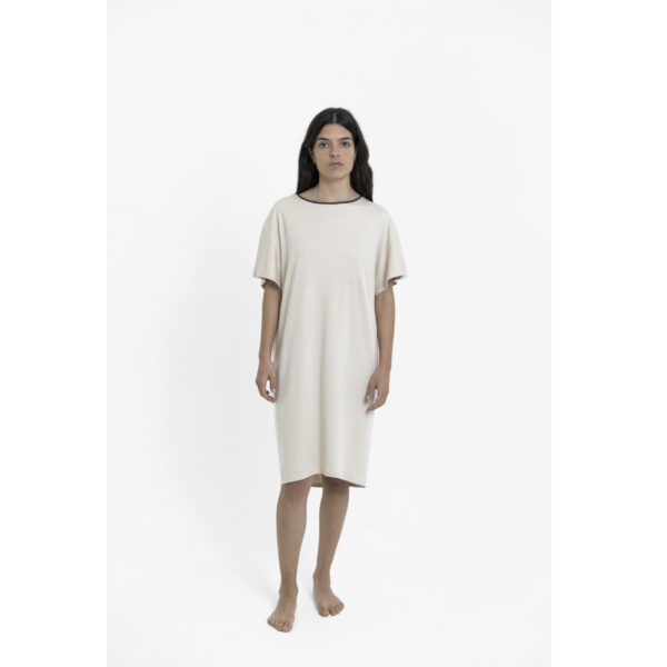 short sleeve dress organic cotton pima sustainable fashion sand natural