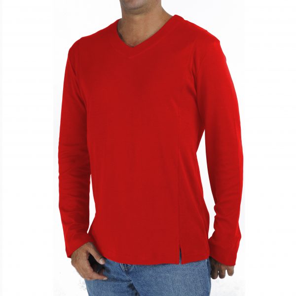 long-sleeve-v-neck-t-shirt in organic pima cotton