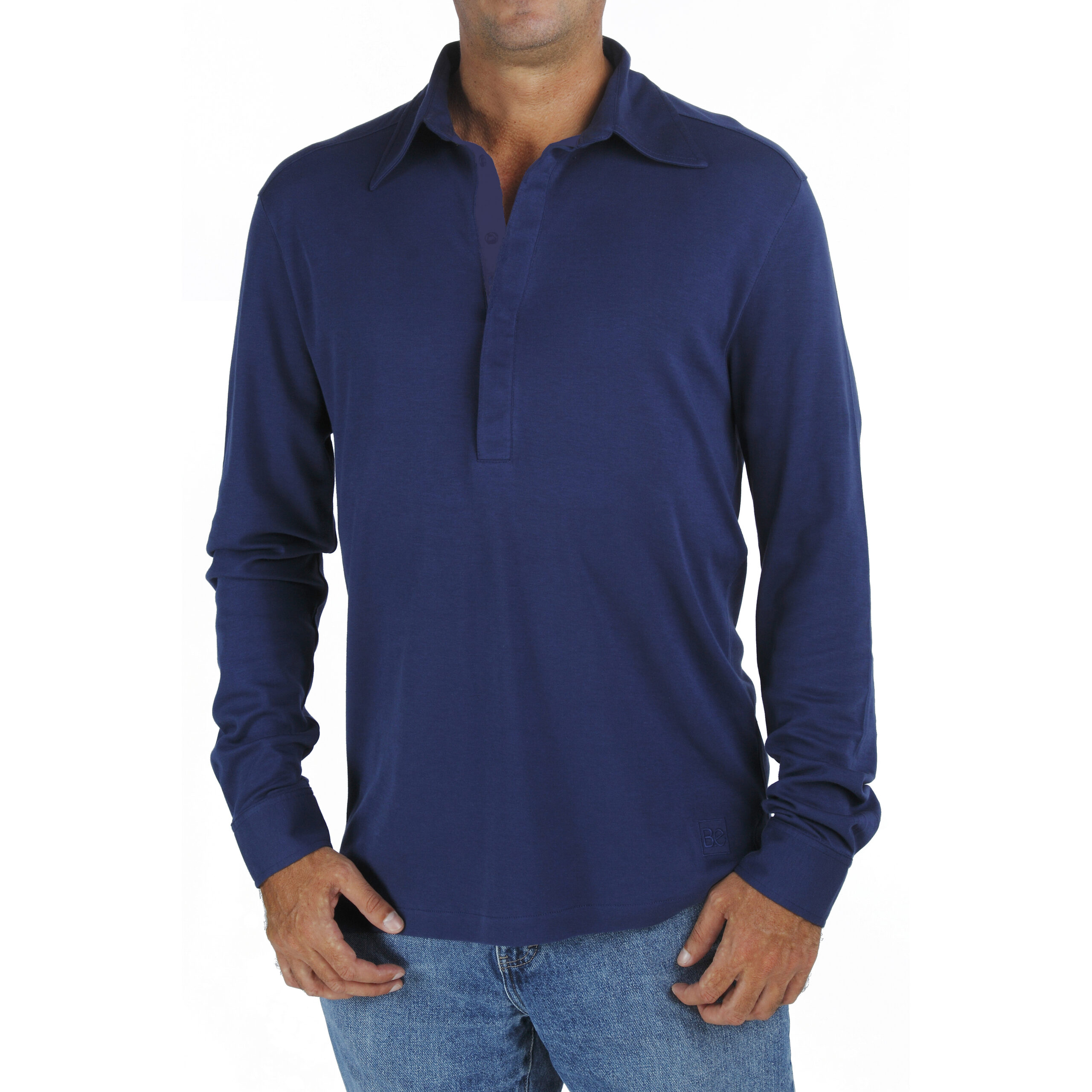 Mens Full Sleeve Polo Shirt T-shirt Fashion Top Work Wear 100% Cotton S M L XL 