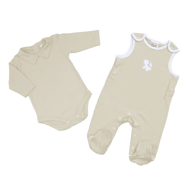 Newborn Baby Salopette with foot Angel embroidery