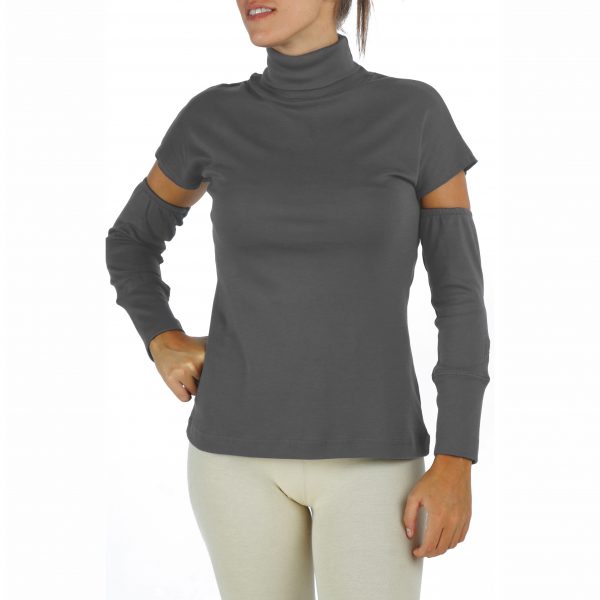 Detached Sleeves TurtleNeck Top in Organic Pima Cotton
