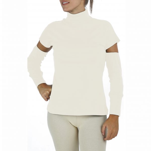 Detached Sleeves TurtleNeck Top in Organic Pima Cotton